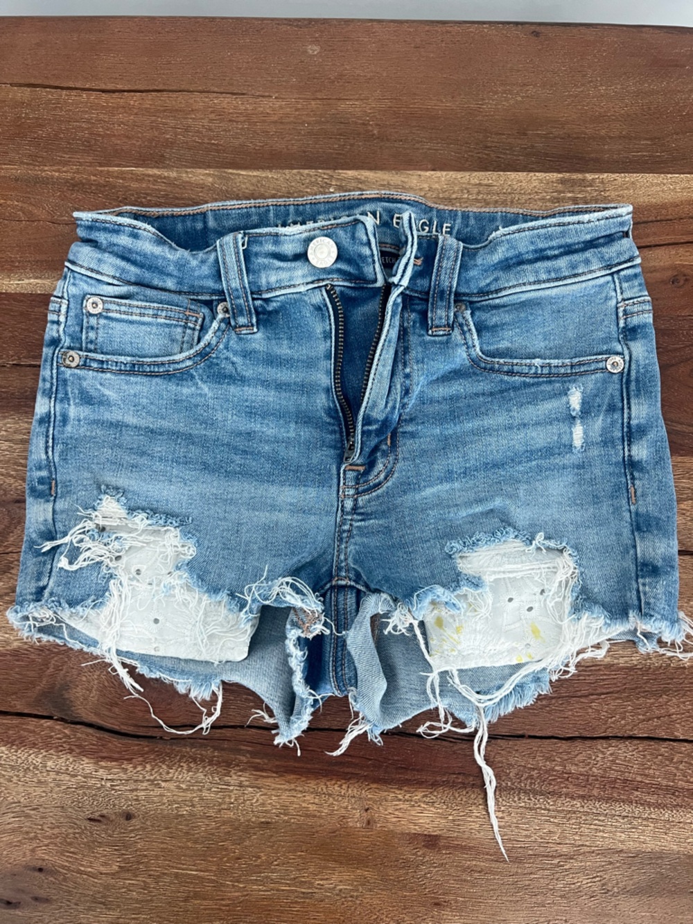 American Eagle Outfitters Distressed Light Blue Denim Cutoff Shorts